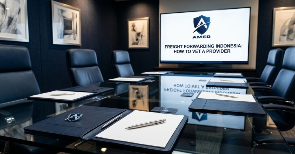 Professional office setup for vetting a freight forwarding provider