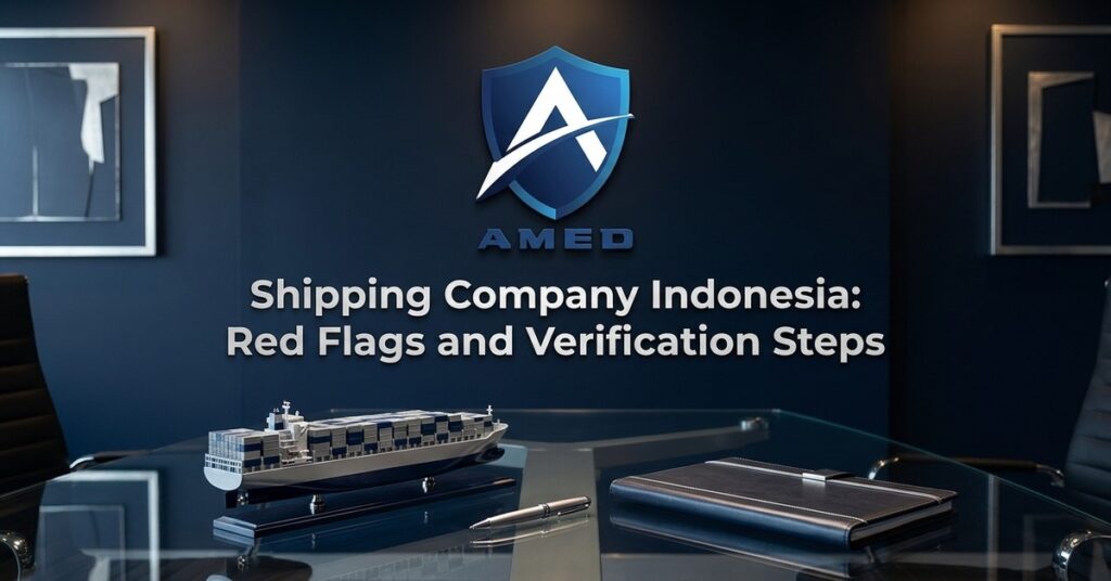 A professional shipping company office with cargo ship scale model